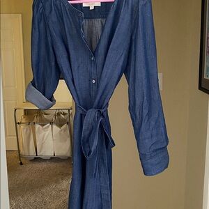 LOFT Indigo Denim Belted shirt dress